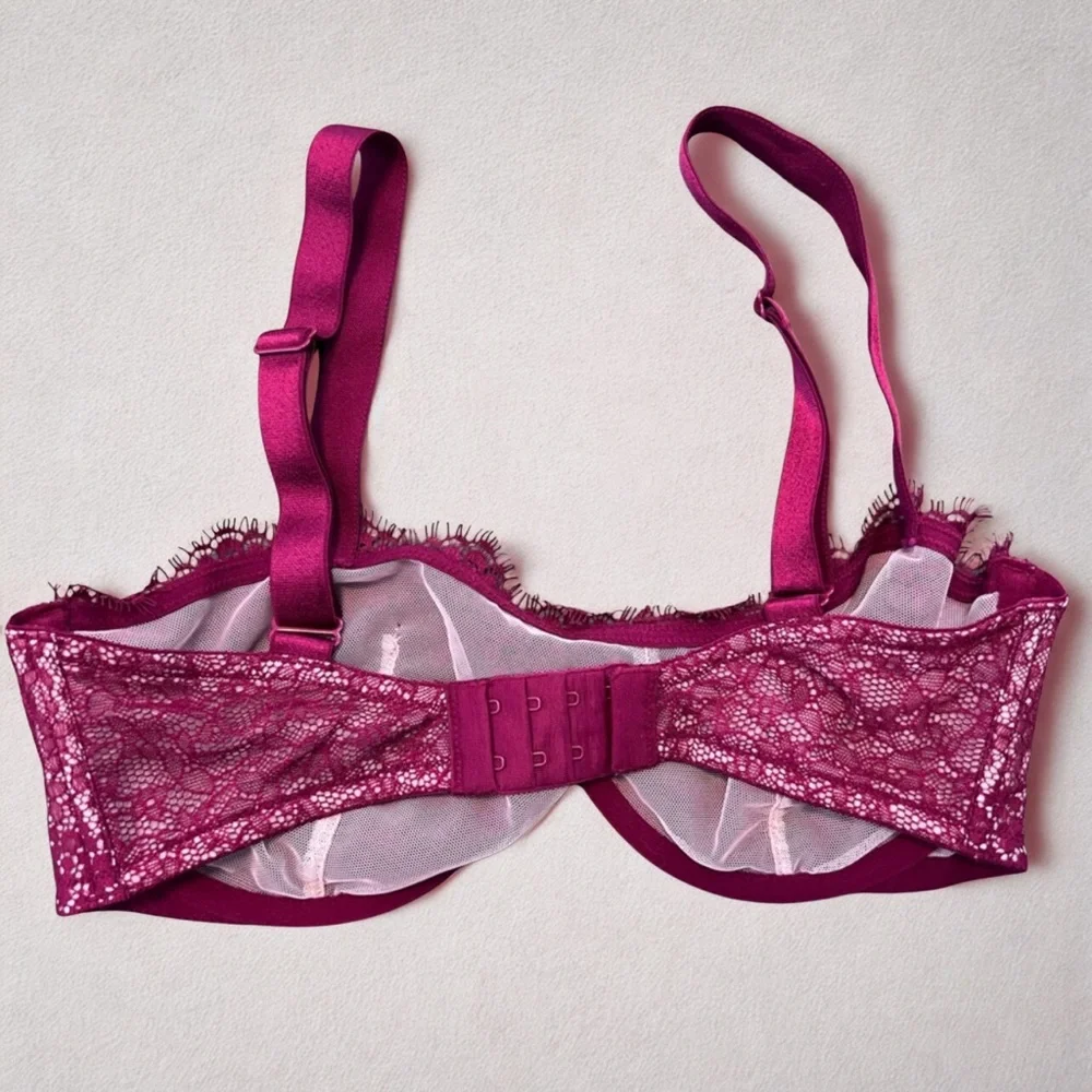 Victoria's Secret Burgundy Lace Balconette Bra - Picture 2 of 4